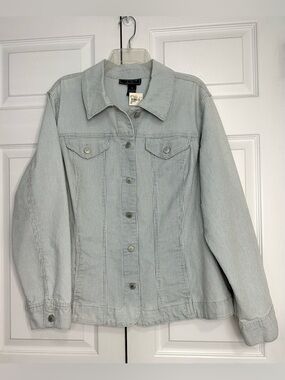 Charter Club Light Blue Striped Denim Jacket Sz 2X Cottagecore Cabincore NWT
